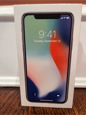 Empty Apple iPhone X box  256 gb silver ( box only )